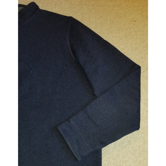 Mens Sweater Fleece-PETER MILLAR-GOLF-navy fleece lined 1/4 zip pullover-M - Picture 2 of 4